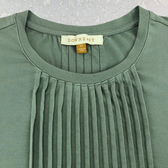 DownEast Sea Green Pintuck Short Sleeve Midi Dress Rayon/Spandex Size XS - Picture 4 of 10